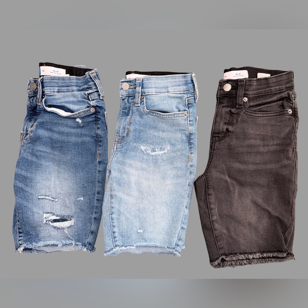 Old Navy Boys Denim Shorts | 3 Pairs | Size 10 Slim Fit | Like New - Picture 2 of 8